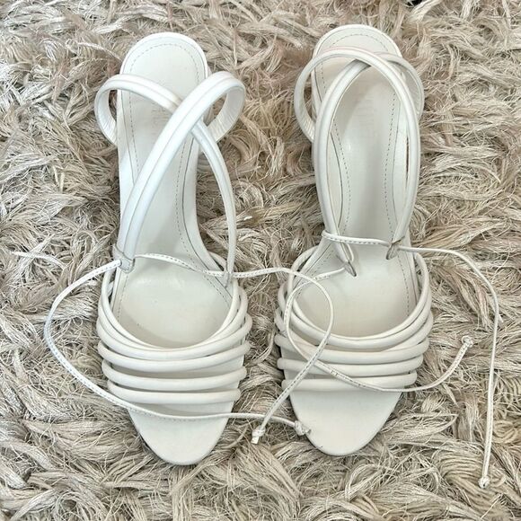 SCHUTZ Lanna Leather Strappy Block Heel Sandals in Deluxe Nap/White size 8.5 - Picture 4 of 10